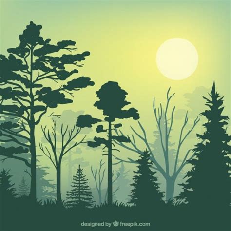 Premium Vector | Green forest silhouettes | Forest silhouette ...