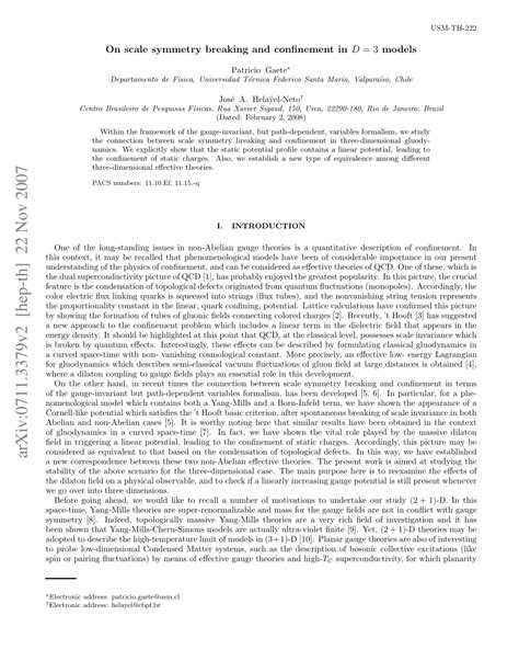 (PDF) On scale symmetry breaking and confinement in D=3 models