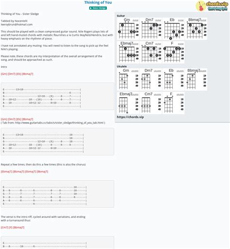 Chord: Thinking of You - tab, song lyric, sheet, guitar, ukulele | chords.vip