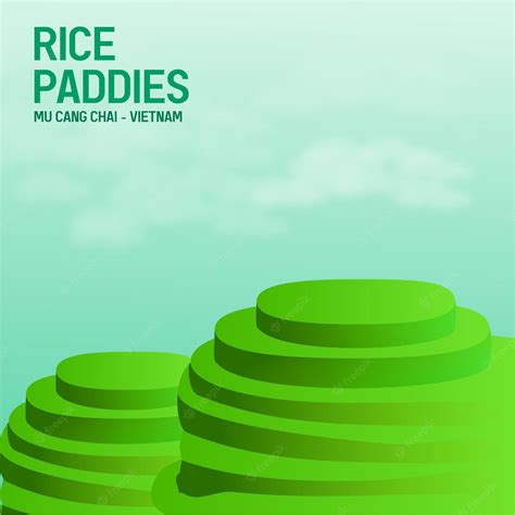 Premium Vector | Rice paddies illustration