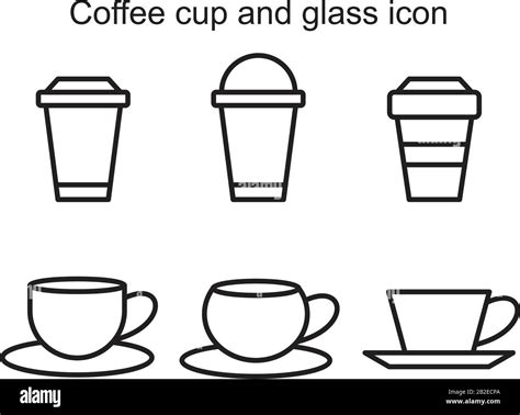 Coffee cup and glass icon template black color editable. Coffee cup and glass icon symbol Flat ...