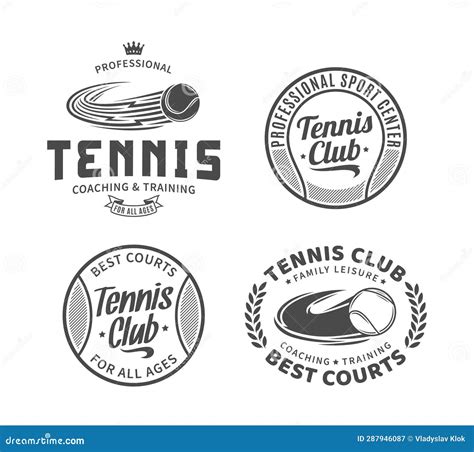 Tennis Club Logo and Design Elements Stock Illustration - Illustration ...