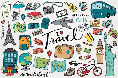 Travel Icon, Travel Art, Travel Doodles, Travel Clipart, Drawing Clipart, Art Clipart, Travel ...