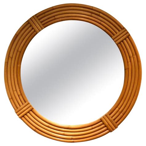 1950s Round Rattan / Bamboo Mirror Midcentury Five Stands For Sale at ...