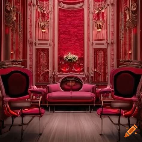 Luxury room with red flower wall decor