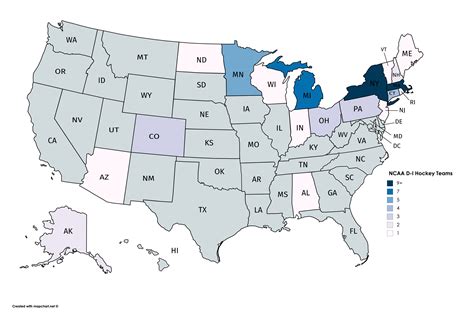 NCAA Division-I Hockey Teams by State [5400x3585] [OC] : r/MapPorn