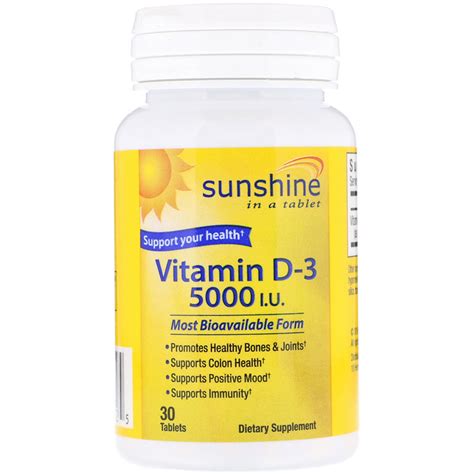 Sunshine, Vitamin D-3, 5000 IU, 30 Tablets - iHerb