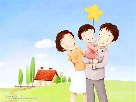 High Resolution Cartoon Illustraion of Family Love 1600x1200 NO.5, cartoon family HD wallpaper ...