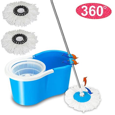 360° Easy Cleaning Spin Mop with Bucket & Dual Mop Heads Blue - Walmart ...