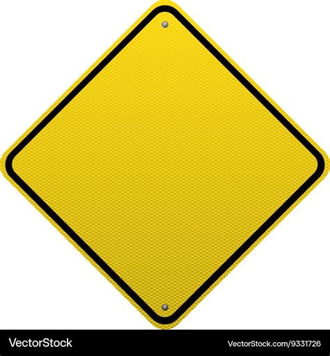 Blank yellow road sign detailed Royalty Free Vector Image