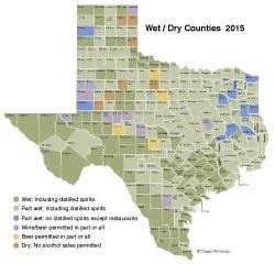 Texas Wet Counties Map