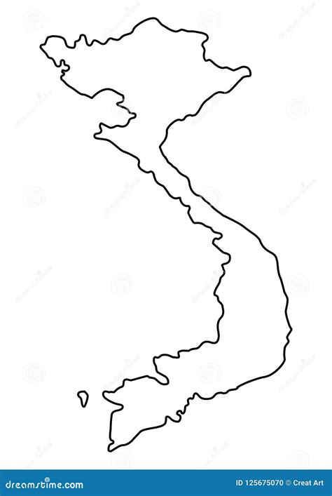 Vietnam Map Outline Vector Illustration Stock Vector - Illustration of black, geography: 125675070