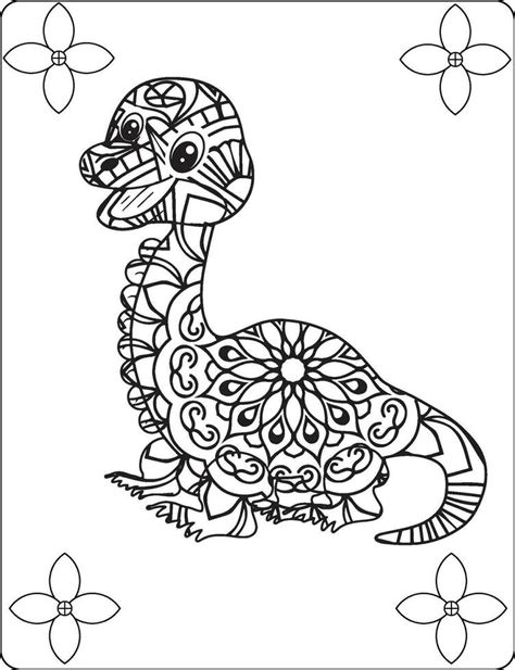 Dinosaur Mandala Coloring Pages for adult 27525612 Vector Art at Vecteezy