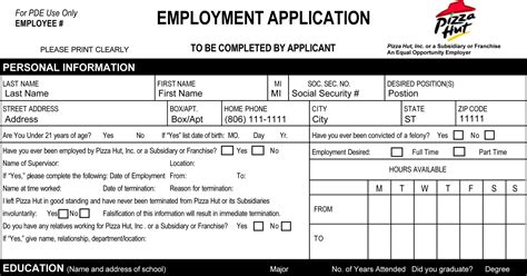 Free Printable Job Application Form Pdf