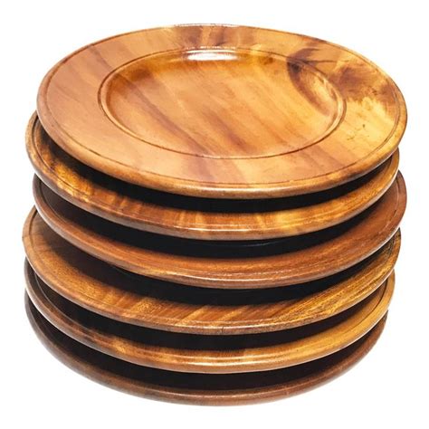 Vintage Mid-Century Modern Large Handcrafted Solid Wood Dinner Plates ...