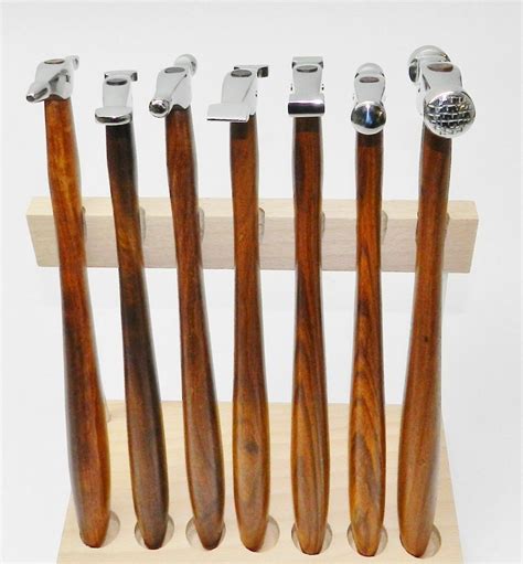 7 Piece HAMMER SET WITH WOOD STAND Jewelry Making Tool METAL FORMING ...