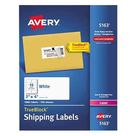 Avery 5163 2" x 4" White Shipping Labels - 1000/Box