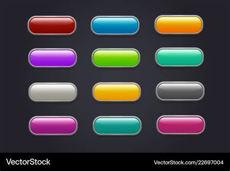 Game buttons glossy cartoon video button Vector Image