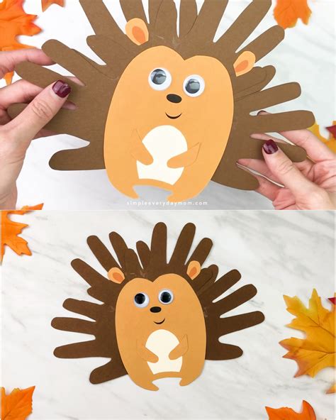 This simple handprint hedgehog is a fun and festive fall craft for kids. It comes with a free ...