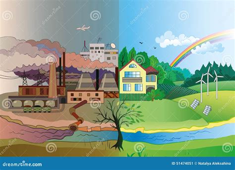 Environmental Pollution And Environment Protection Stock Illustration - Image: 51474051