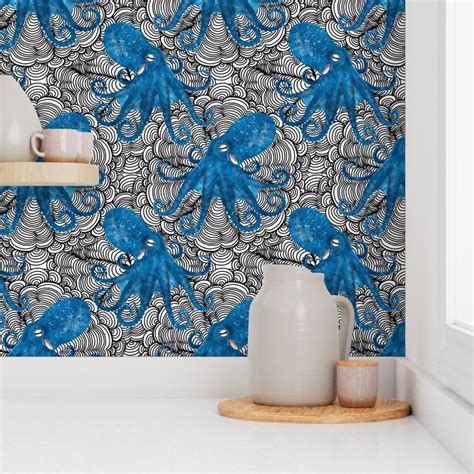 Blue Octopus Wallpaper | Spoonflower