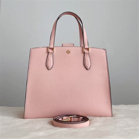 Tory Burch Pink Leather Front Logo 2 Way Shoulder Bag Like New – Luxury ...