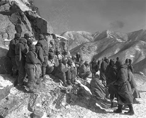 Chinese troops surrender to U.S. Marines during the Battle of Chosin ...