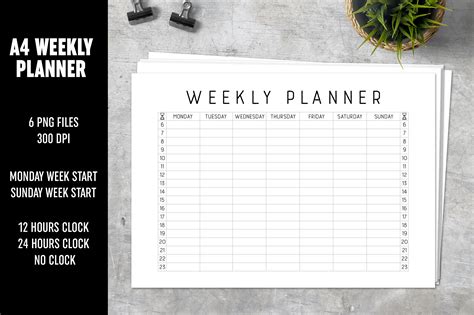 Weekly Planner A4 Minimal By ZoollGraphics | TheHungryJPEG