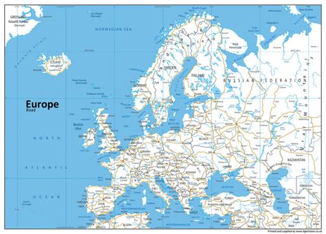 Europe Road Mounted Map | I Love Maps