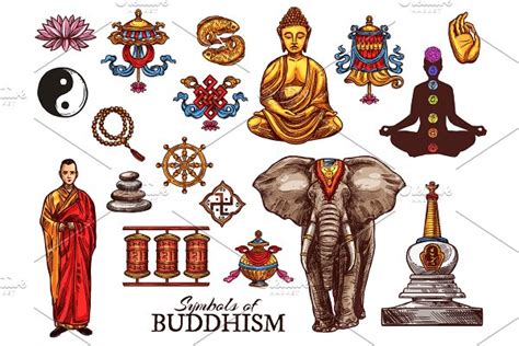 Buddhism religion, temples | Pre-Designed Vector Graphics ~ Creative Market