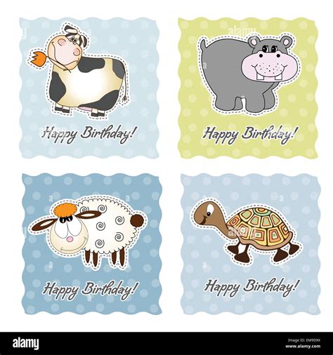 birthday card set with animals Stock Vector Image & Art - Alamy