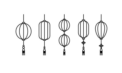 Lanterns illustrations. Set of Chinese symbols for cultural event celebrations. 5277544 Vector ...