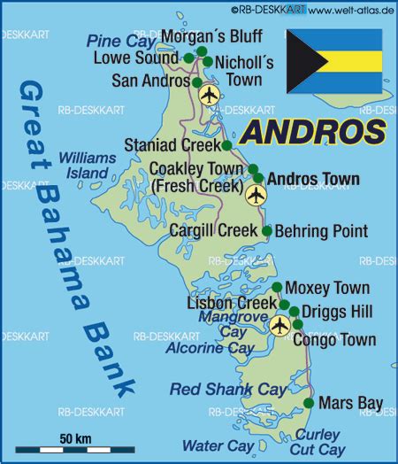 Map of Andros (Island in Bahamas) | Welt-Atlas.de