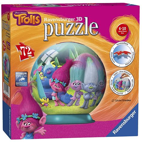 Trolls '72 Piece 3d' Ball Jigsaw Puzzle Game 4005556121977