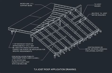 Wood TJI Roof Joist Installation Graphic - PlanMarketplace