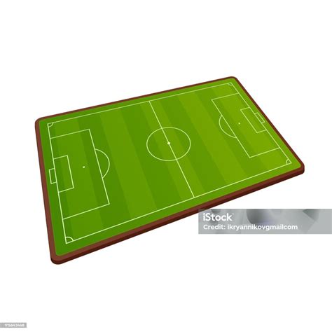 Realistic Football Field Template Playground With Green Grass And ...