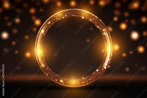 Gold circle frame with golden light effects. Generative AI Stock ...