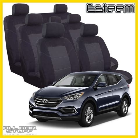 Hyundai Santa Fe Seat Covers (DM) - Esteem Black Fabric - All Car Stuff