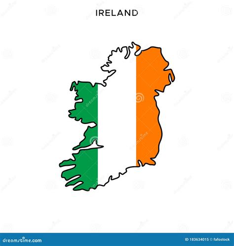 Map and Flag of Ireland Vector Design Template with Editable Stroke ...