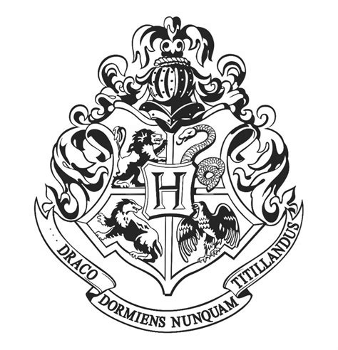 Hogwarts Logo Black And White Png - Hogwarts Crest Coloring Page is a free transparent p ...