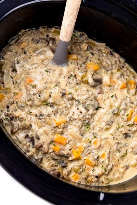 Slow Cooker Mushroom Wild Rice Soup - Jessica in the Kitchen