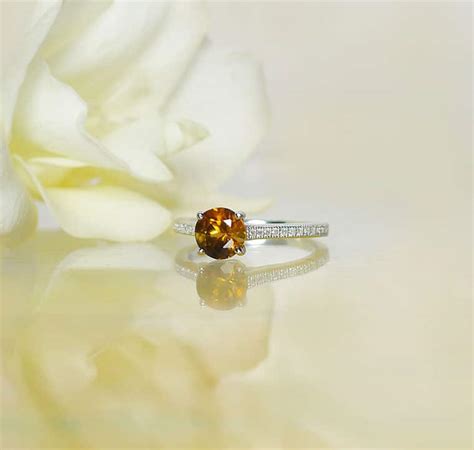 November Birthstone Ring Sterling Silver Micro Pave Design