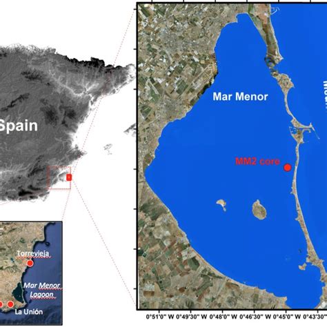 Map of the Mar Menor with localization of the core MM2. | Download ...