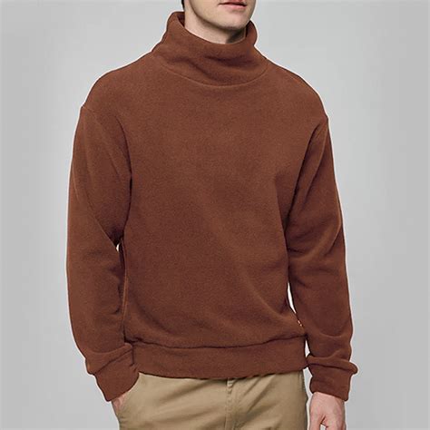 Autumn Winter Fleece High Collar Fashion Solid Color Long Sleeve T-shirts for Men – Alexnld.com