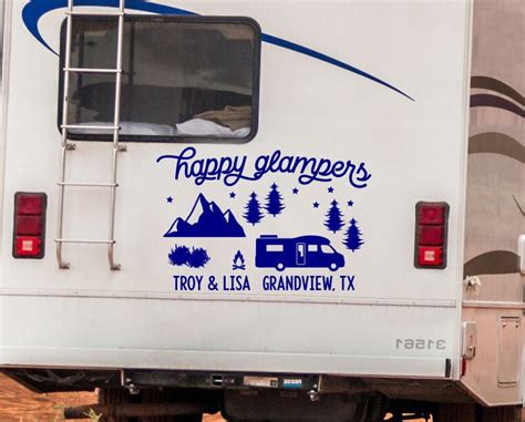 Personalized rv decal, custom rv decal, happy glampers, happy campers ...