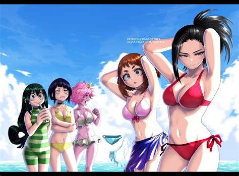 Horikoshi's Best Girls at the Beach, Colorized | My Hero Academia | Know Your Meme