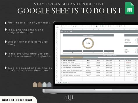 To-do List Google Sheets Spreadsheet Digital Task Tracker - Etsy