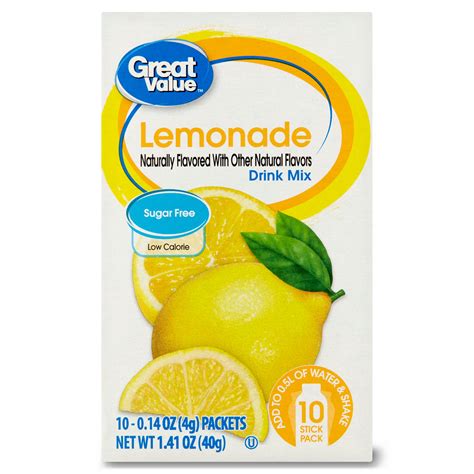 Great Value Sugar-Free Lemonade Drink Mix, 0.14 Oz., 10 Count - Walmart.com