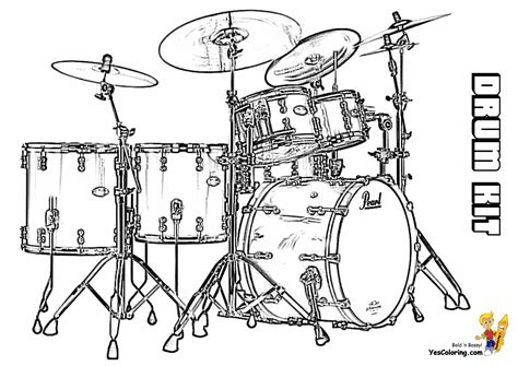 Drum Coloring Set Pages Colouring Musical Drums Instruments Printable Print Kids Getcolorings ...