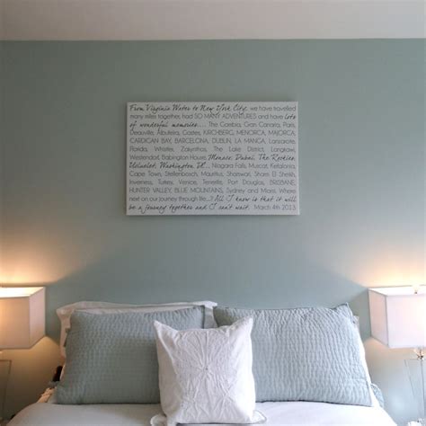 Soft Bedroom Colors and Custom Word Wall Art on Canvas .. above the bed ...